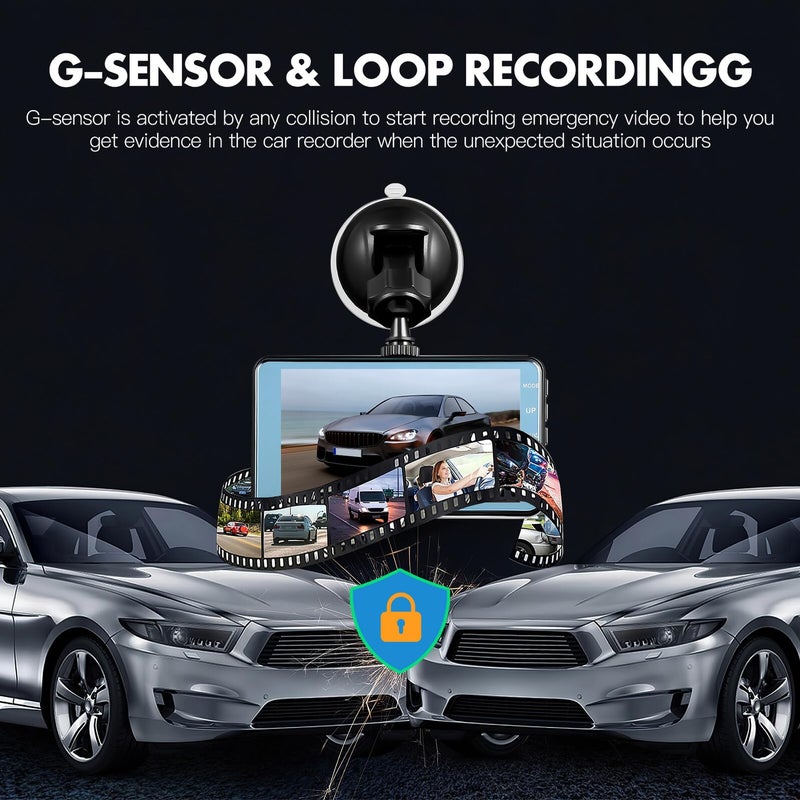 Dual Lens Dash Cam Front And Rear With Touch Screen Motion Detection Reversing Image - Image 4