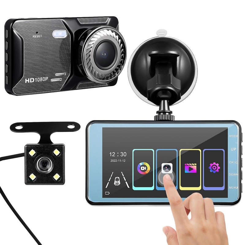 Dual Lens Dash Cam Front And Rear With Touch Screen Motion Detection Reversing Image - Image 2