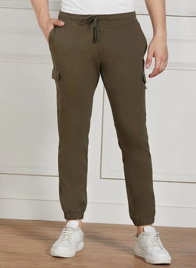 Dennis Lingo  Cotton Lycra Solid Stretchable Regular Fit Cargo Joggers for Men | Best Price UAE