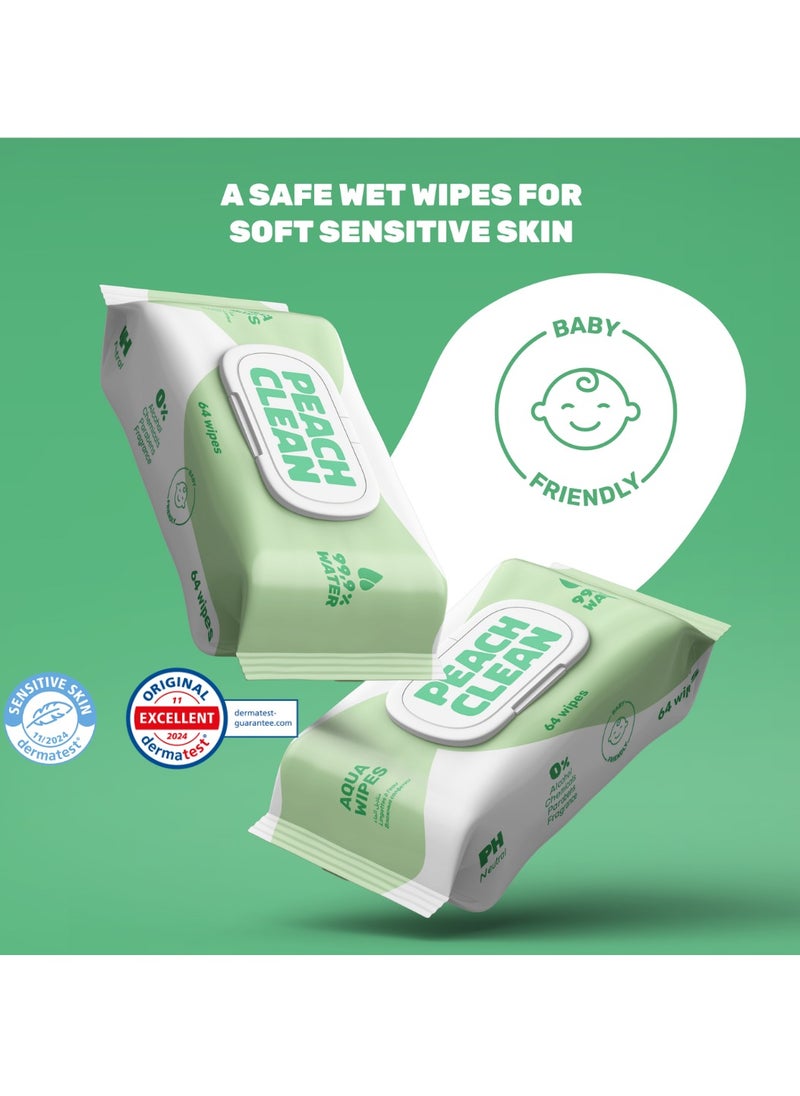 Baby Wipes 64 wipes x 3 Packs - Cleansing Water Wet Wipes for Babies & Adults - 99.9% Purified Multi Purpose Aqua Wipes - Ideal for Sensitive Skin & Gentle Baby Care - pzsku/ZE99A4D48E55176513CAAZ/45/1742470608/6207c286-4a00-4918-8a9c-3e4ce3fc02de