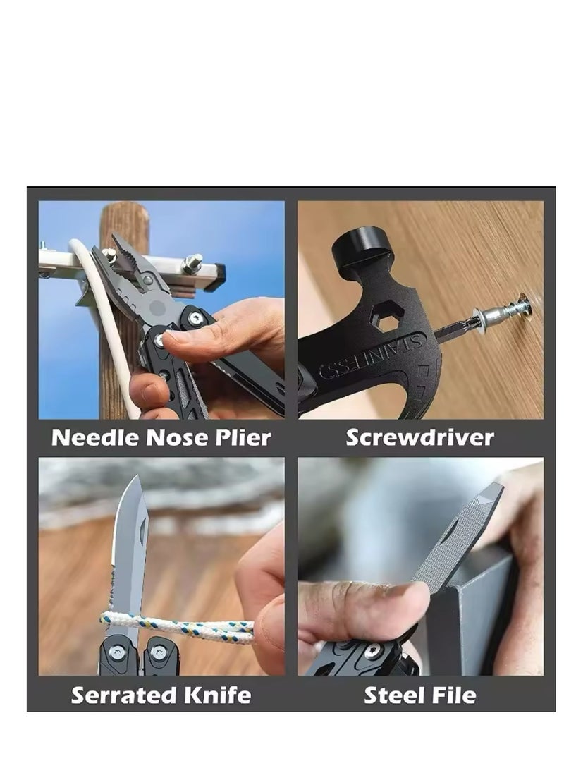 BLUE CORAL - Multifunctional Hammer Folding Pliers Wrench Screwdrivers Bottle Opener Combination Hand Tools For Outdoor Survival Camping - Image 1