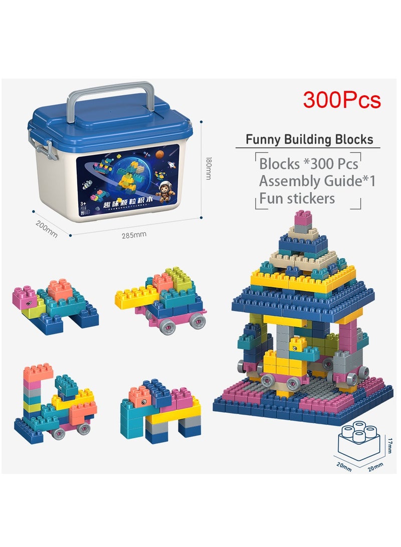 Loquat 300PCS Building Blocks Set with 1 Storage Box, Toy Gift Set,Toys Educational Toys Sets Solid Plastic Sensory Toys for Preschool Kids Boys and Girls