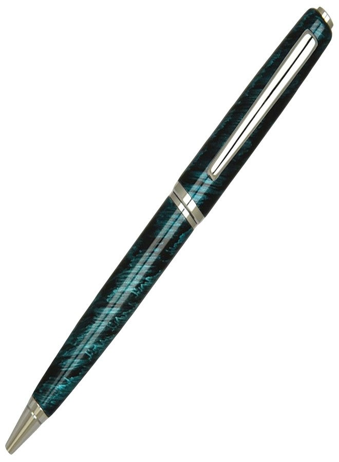 Lanier Pens Lanier Turquoise Clara Ballpoint Pen - Glossy Clear Body with Shiny Chrome Parts & Chrome Ring with Medium Tip 0.7mm Cross Style Refill - Image 2