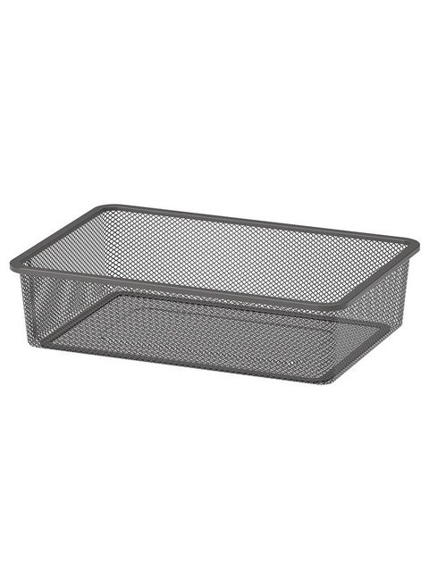 Mesh storage box, dark grey, 42x30x10 cm