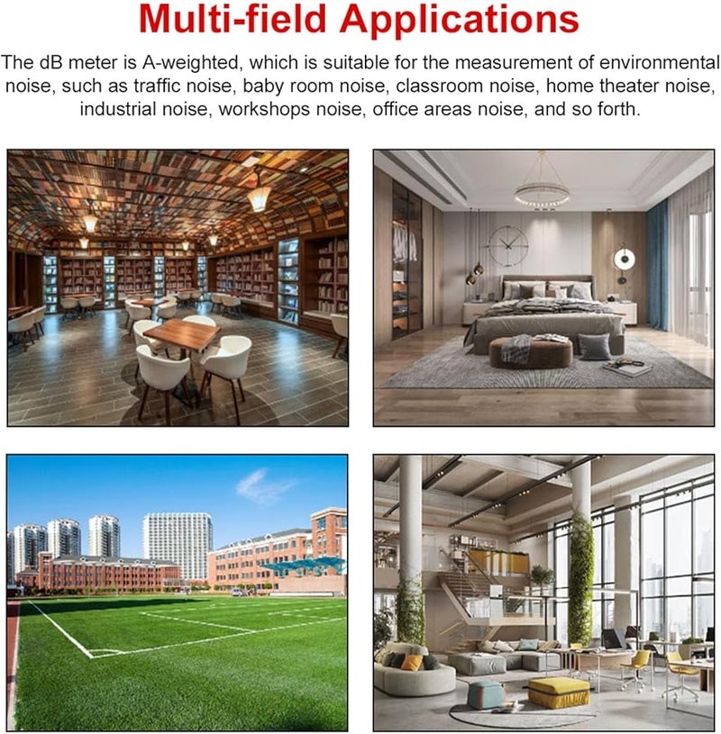 مقياس مستوى الصوت الرقمي 30-130 ديسيبل بشاشة LCD مضاءة محمول لقياس مستوى ضغط الصوت للمنزل والمدرسة ومكان العمل - Image 2