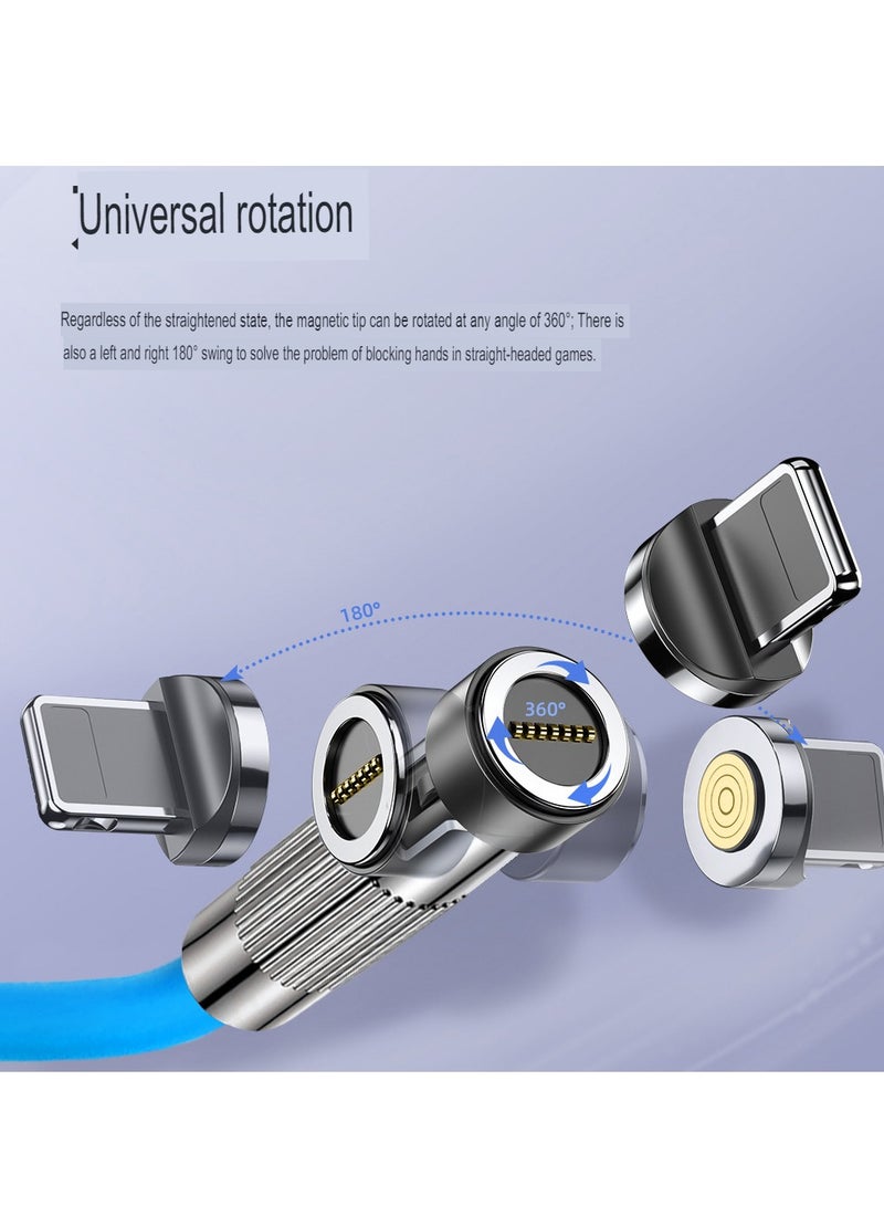 AROAQ 3 In 1 Magnetic Charging Cable, Fast Charging Rotating Mobile Charge Cable, Liquid Silicone Material High Speed Data Transfer Cable, Strong And Durable Usb Magnet Drawer Cable, (1pc, 1m Black) - Image 2