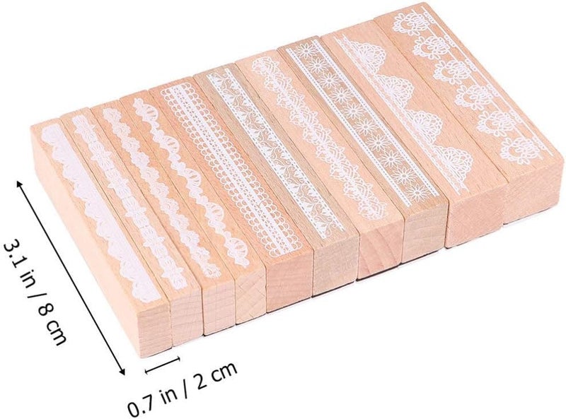 kreni Christmas Decor Wax Seal Stamp Christmas Wooden Scrapbook Stamp 10pcs Vintage Lace Stamp Sets Favor Gifts for DIY Arts Crafts Drawing Holiday Bag Fillers Vintage Decor Vintage Decor - Image 2