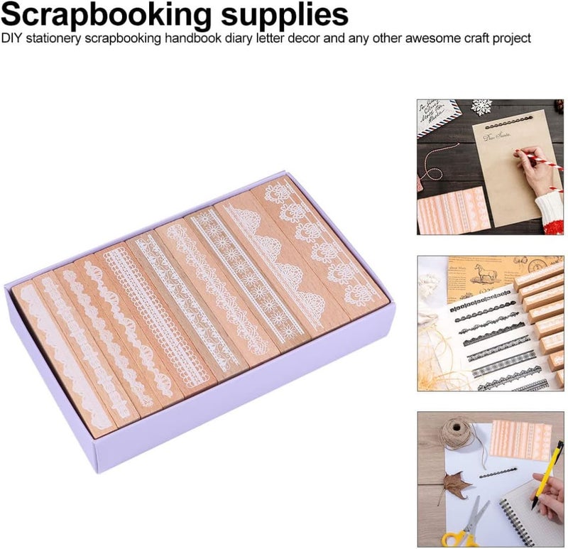 kreni Christmas Decor Wax Seal Stamp Christmas Wooden Scrapbook Stamp 10pcs Vintage Lace Stamp Sets Favor Gifts for DIY Arts Crafts Drawing Holiday Bag Fillers Vintage Decor Vintage Decor - Image 4