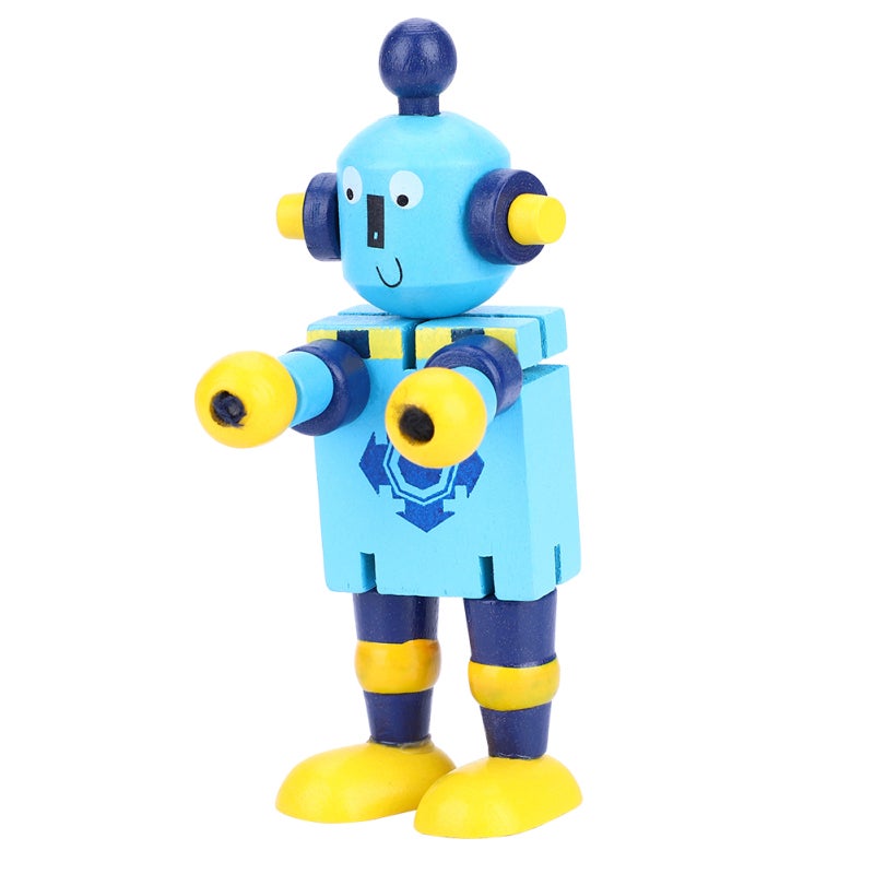Wooden Robot Toy Blue Flexible Poseable Wooden Robot - Safe Non-Toxic Brain Development Toy for Toddlers Kids Boys Girls - Image 4