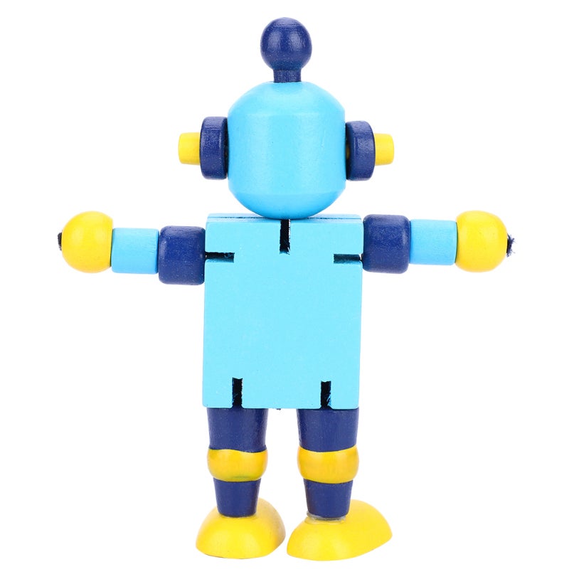 Wooden Robot Toy Blue Flexible Poseable Wooden Robot - Safe Non-Toxic Brain Development Toy for Toddlers Kids Boys Girls - Image 5