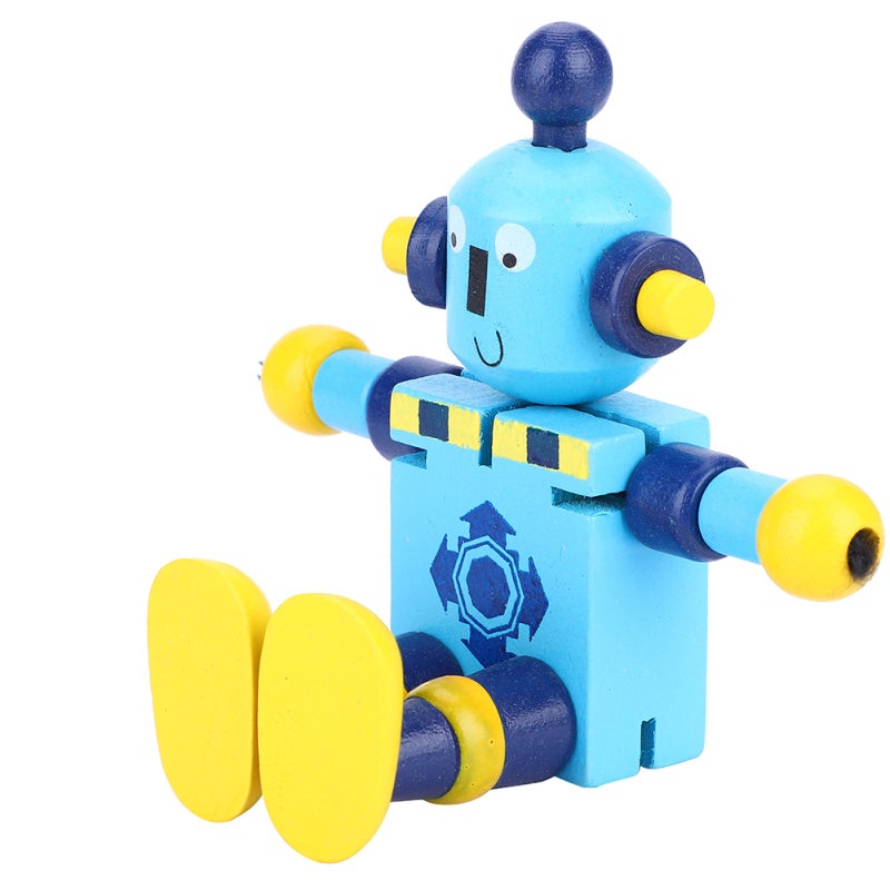 Wooden Robot Toy Blue Flexible Poseable Wooden Robot - Safe Non-Toxic Brain Development Toy for Toddlers Kids Boys Girls - Image 3