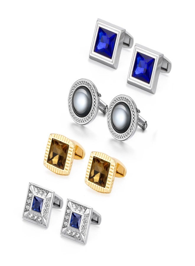 Wynameleri Cufflinks Set of 4with Rhinestones in Gift Box Stylish Design - Image 1
