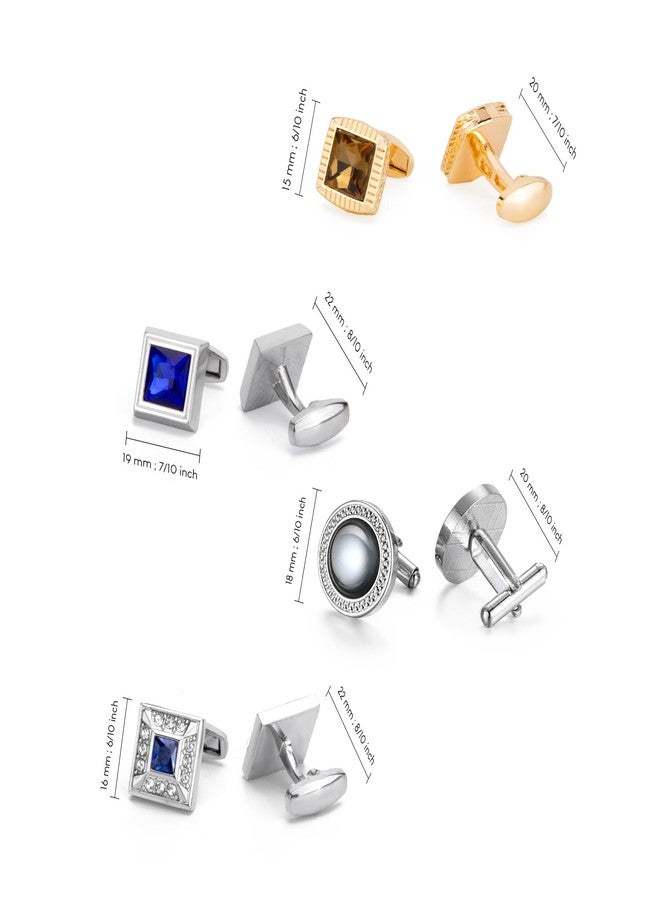 Wynameleri Cufflinks Set of 4with Rhinestones in Gift Box Stylish Design - Image 2