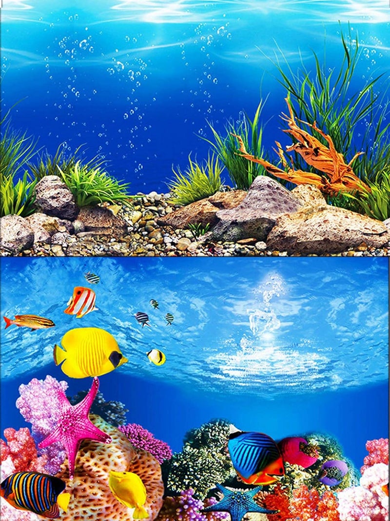 ELEBOX Water Plants Aquarium Background Poster HD Fish Tank Background Decorations Landscape 2 Sided 16"x 40" - Image 1