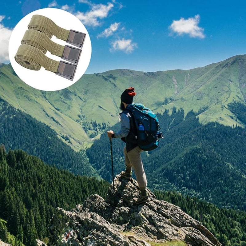 Military Green Lashing Straps 3 Pack with Pom Buckle for Cargo Luggage Camping Gear Securement - Image 5