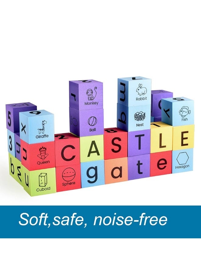 BOHS Foam Learning Blocks - Number,Alphabet,Shapes,Sight Words - Quiet,Safe and Soft Stacking Toys for Toddlers,30pcs - Image 1
