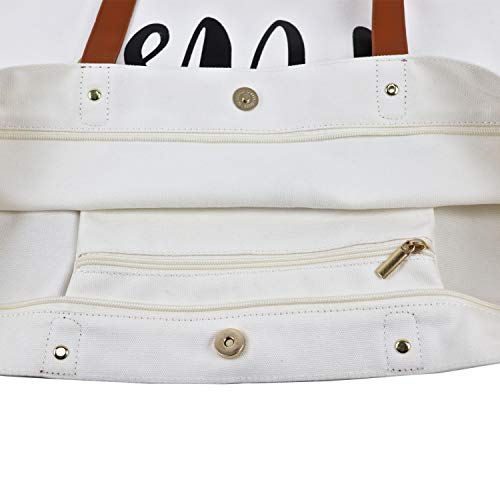 Lamyba Mother of the Bride Gifts,Mother of the Bride Tote Bag With Makeup Bag,Bridal Shower Gifts,Top Zipper Closure Canvas White - Image 5