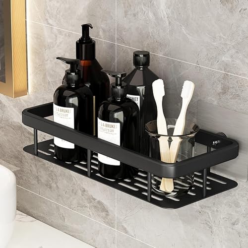 ZEXREL® Self-Adhesive Multipurpose Wall Mounted Bathroom Shelf and Rack for Bathroom and Kitchen,Space Saving Bathroom Organizer Shelf, Punch Free Wall Shelves, Wall Stand Black - (Pack 1) - Image 1