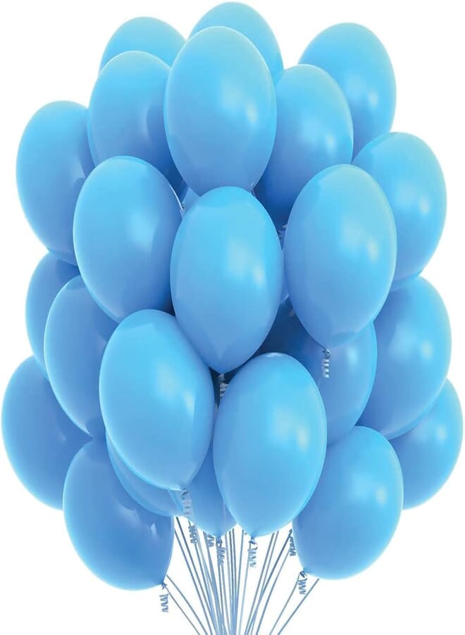 Secret 75 Light Blue Party Balloons 12 Inch Light Blue Balloons with Matching Color Ribbon for Light Blue Theme Party Decoration, Baby Shower, Birthday Parties Supplies or Arch - Helium