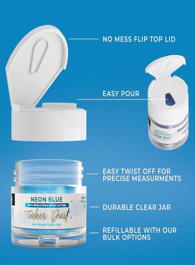 Bakell - Neon Blue Tinker Dust (5g, 1x Jar) Edible Glitter for Food, Desserts, and Beverages! - Image 3