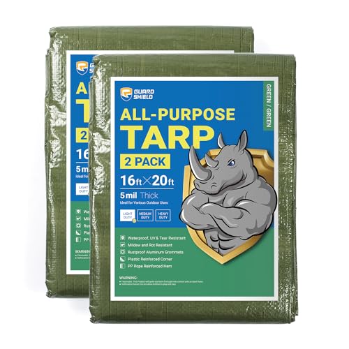 GUARD SHIELD Tarp Green 16x20 Feet Multi Purpose Waterproof Poly Tarp Cover 4mil (2-Pack) - Image 1