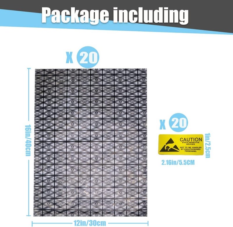 daarcin Open Top Antistatic Bag,20pcs 12X16in/30x40cm Large ESD Anti Static Bags for Motherboard Video Card LCD Screen with Anti-Static Labels - Image 2
