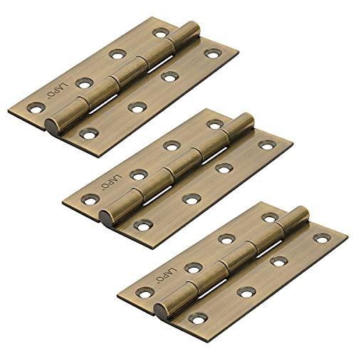 LAPO Door Butt Hinges, 5 Inchx12 Gauge/2.5mm Thickness, Premium Stainless Steel Hinges, Smooth Operation, Applicable for Main Door, Office and Hotel, 5 Years Warranty, Antique Finish, Pack of 3 - Image 1