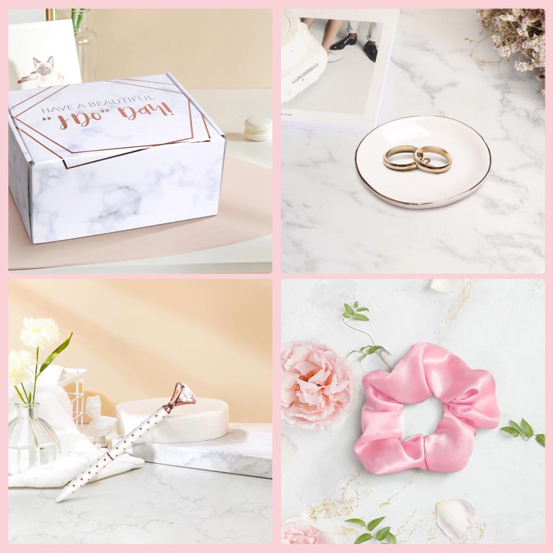 Frerdui 8Pcs Bridal Shower Gift, Bride to Be Gifts, Bridal Shower Gifts for Bride to Be, Gift Box Sets Bridal Silk Robes Tumbler Cup Mug Jewelry Tray, Wedding Engagement Gift for her(M) - Image 5