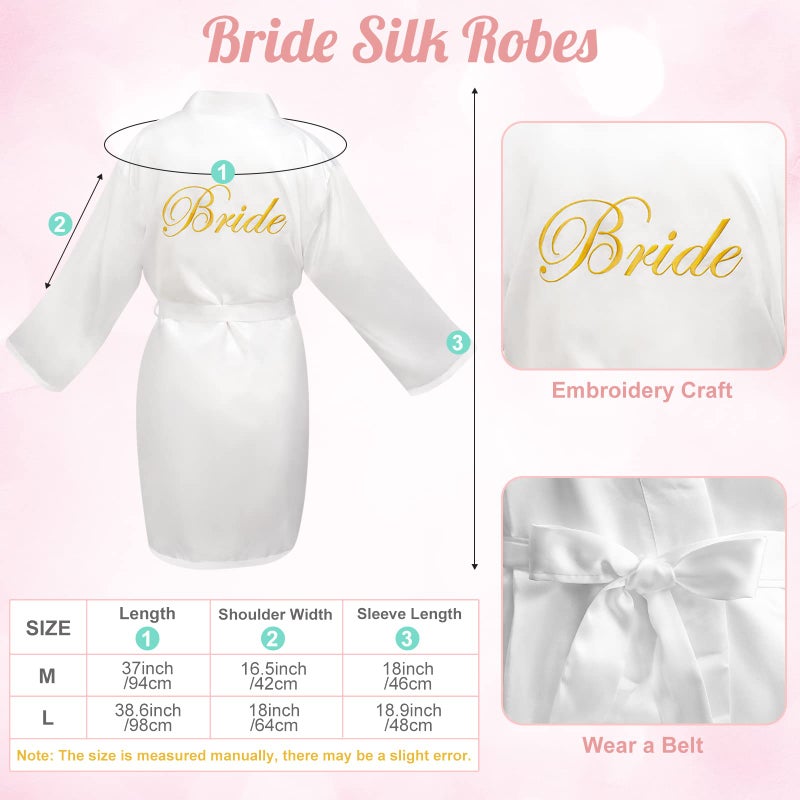 Frerdui 8Pcs Bridal Shower Gift, Bride to Be Gifts, Bridal Shower Gifts for Bride to Be, Gift Box Sets Bridal Silk Robes Tumbler Cup Mug Jewelry Tray, Wedding Engagement Gift for her(M) - Image 3