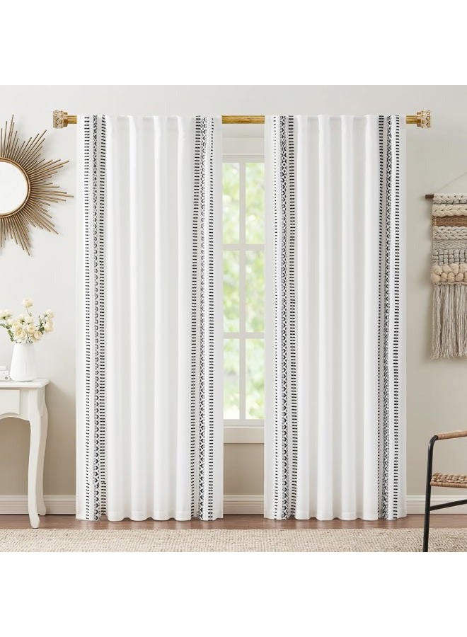 EQURROY Bohemian Wood Curtain Rods for Windows 66 to 120 Inch (5.5-10 ft),1'' Diameter Drapery with Decorative Round Carved Finials,Decorative Adjustable Heavy Duty Curtain Rods Se - Image 3