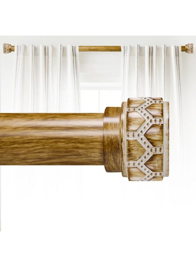 EQURROY Bohemian Wood Curtain Rods for Windows 66 to 120 Inch (5.5-10 ft),1'' Diameter Drapery with Decorative Round Carved Finials,Decorative Adjustable Heavy Duty Curtain Rods Se - Image 1