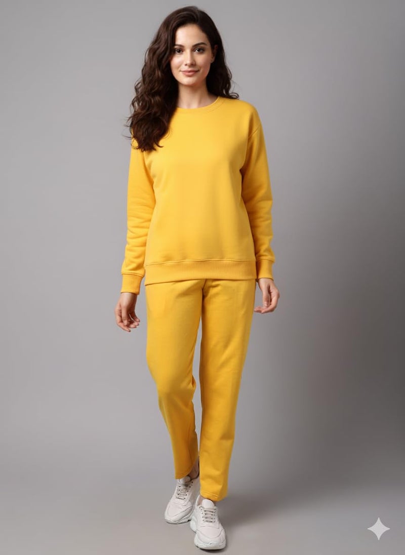 Mack Jonney Solid Track Suit for Women | Co-ord Set | Warm Fleece Tracksuit Set-M5240 - Image 2