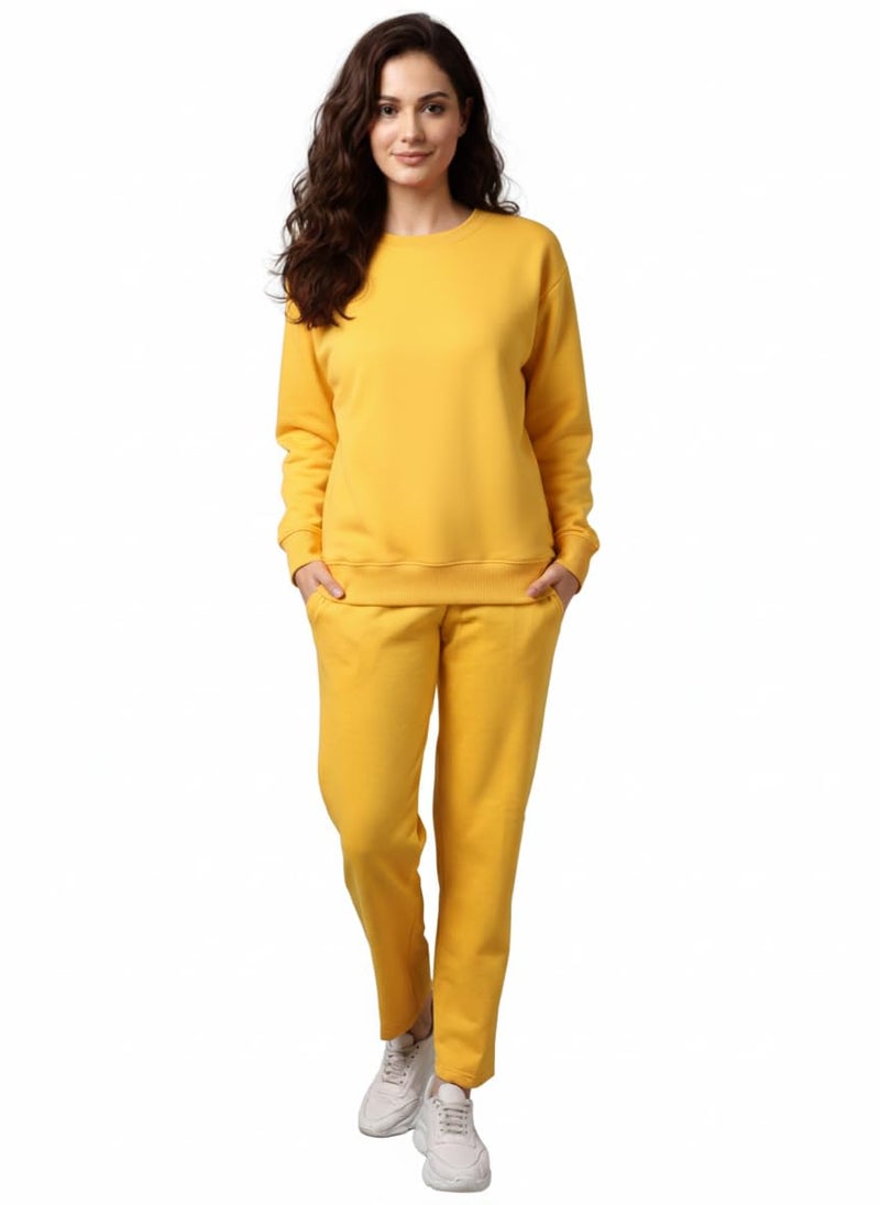 Mack Jonney Solid Track Suit for Women | Co-ord Set | Warm Fleece Tracksuit Set-M5240 - Image 1