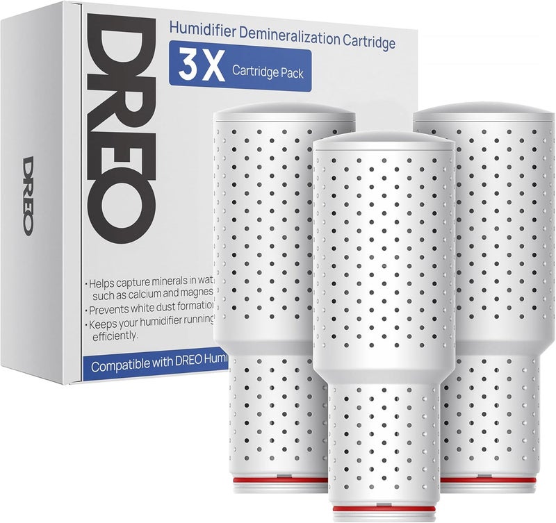 Dreo Demineralization Cartridge 3-Pack for Humidifiers, Compatible with Humidifiers HM311/311S/524/524S, Prevent Mineral Build-up, Filter Hard Water, Eliminate White Dust - Image 1