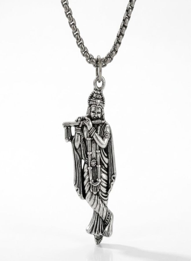 Elleva Lord Krishna Locket for Men and Women | Hindu God Shri Krishna/Thakur Ji/Kanha/Govinda With Basuri/Murli Locket Pendant Necklace | Krishna Bhakt Religious Gifts Hindu for Unisex (Pack of 1) - Image 1