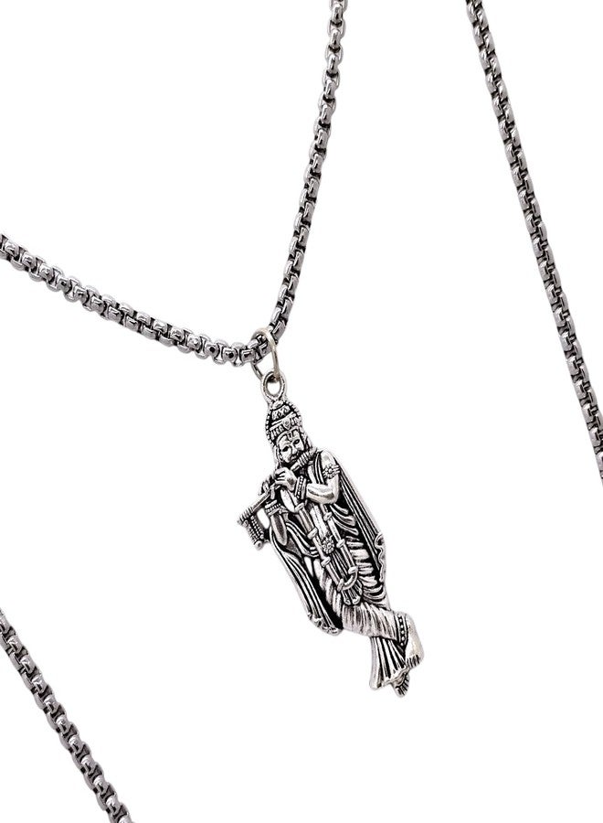 Elleva Lord Krishna Locket for Men and Women | Hindu God Shri Krishna/Thakur Ji/Kanha/Govinda With Basuri/Murli Locket Pendant Necklace | Krishna Bhakt Religious Gifts Hindu for Unisex (Pack of 1) - Image 5