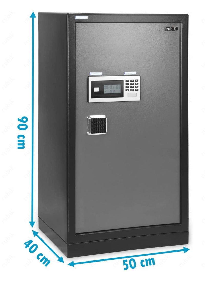 Rubik - Safe Box Large Dual Security Fire Resistant Locker for Money Documents Home Office (Size 90x50x40cm) Black/Grey - Image 1
