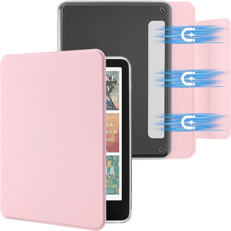 SESENSE Detachable Magnetic Case for 7'' Kindle Paperwhite 12th Gen 2024 and Kindle Colorsoft Signature Edition, Slim PU Shell Cover Case with Auto Wake/Sleep, Pink - Image 1