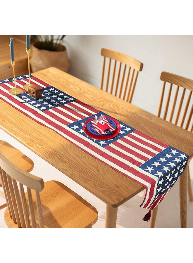نيبمينينت مفرش طاولة طعام مخطط ومزين بالنجوم بتصميم علم الولايات المتحدة الأمريكية. متعدد الألوان 180سم
