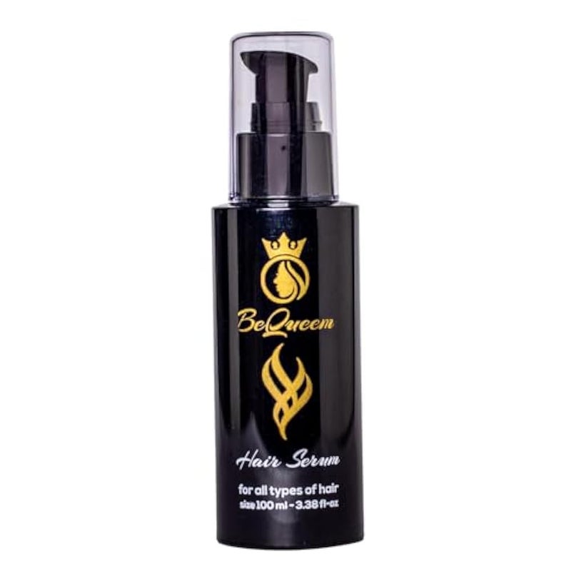 Be Queen Hair Serum for All Hair Types 100ml – Anti-Frizz, Shine & Smoothness, Split Ends Repair, Lightweight Leave-In Treatment.