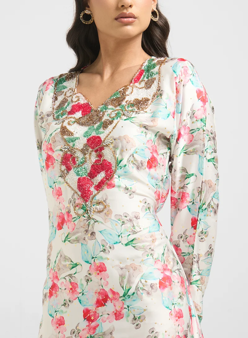 ارابيان كلوزيت Embellished Belted Jalabiya