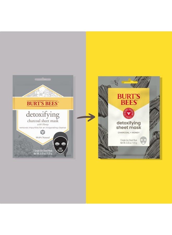 Burt's Bees Detoxifying Charcoal Facial Sheet Mask, Single Use Face Mask, 1 Count, Pack of 4 (Package May Vary) - Image 2