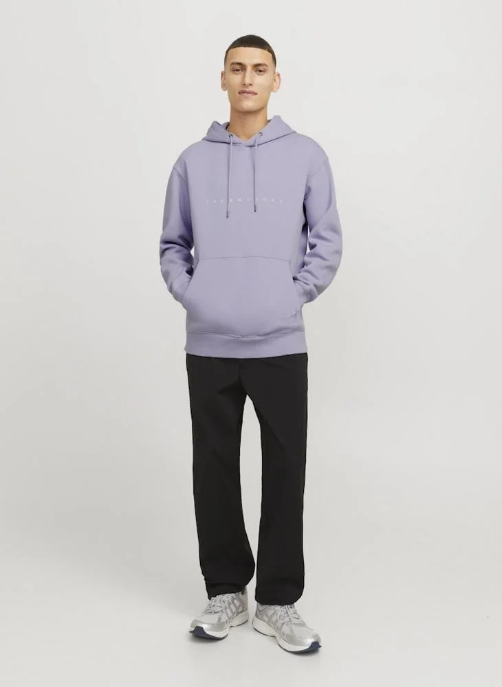 جاك اند جونز Logo Print Pull Over Hoodie