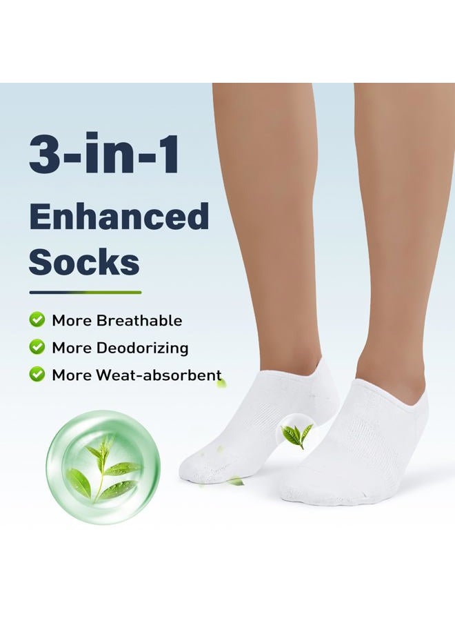 SIXDAYSOX No Show Socks Men 6/8 Pack Short Cotton Ankle Socks Size 10-13/13-15 with Arch Support, 6 Pack(6 White), 10-13 - Image 2