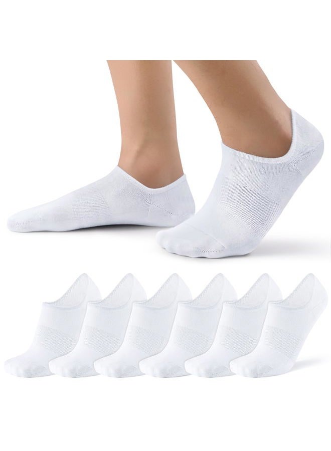 SIXDAYSOX No Show Socks Men 6/8 Pack Short Cotton Ankle Socks Size 10-13/13-15 with Arch Support, 6 Pack(6 White), 10-13 - Image 1