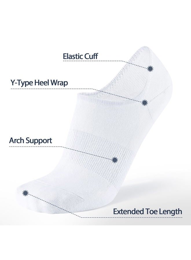 SIXDAYSOX No Show Socks Men 6/8 Pack Short Cotton Ankle Socks Size 10-13/13-15 with Arch Support, 6 Pack(6 White), 10-13 - Image 3
