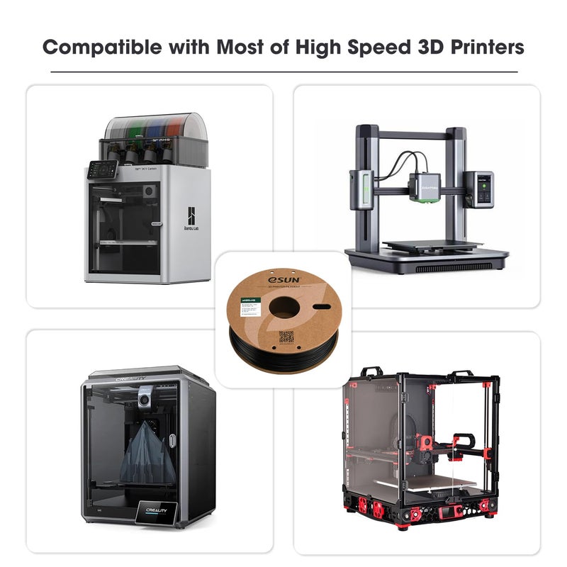 eSUN High Speed ABS+ Filament 1.75mm, Excellent Layer Adhesion 3D Printer Filament Speedy ABS Plus for Fast Printing, 1KG Spool (2.2 LBS) 3D Printing Filament for 3D Printers, Black - Image 4