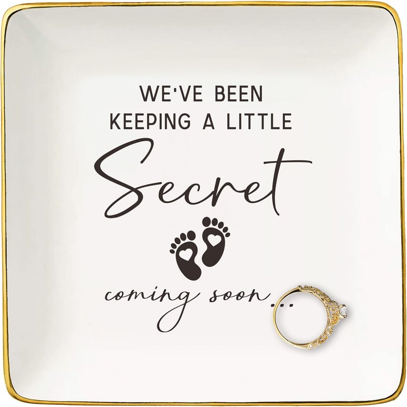 NZY Baby Pregnancy Announcement Gifts-Promoted to Grandma,Aunt,Godmother-Baby Coming Soon-New Baby Reveal Gifts for Mom Sister Friends-Mothers Day Christmas Gift-Jewelry Tray Trinket Holder Ring Dish - Image 1