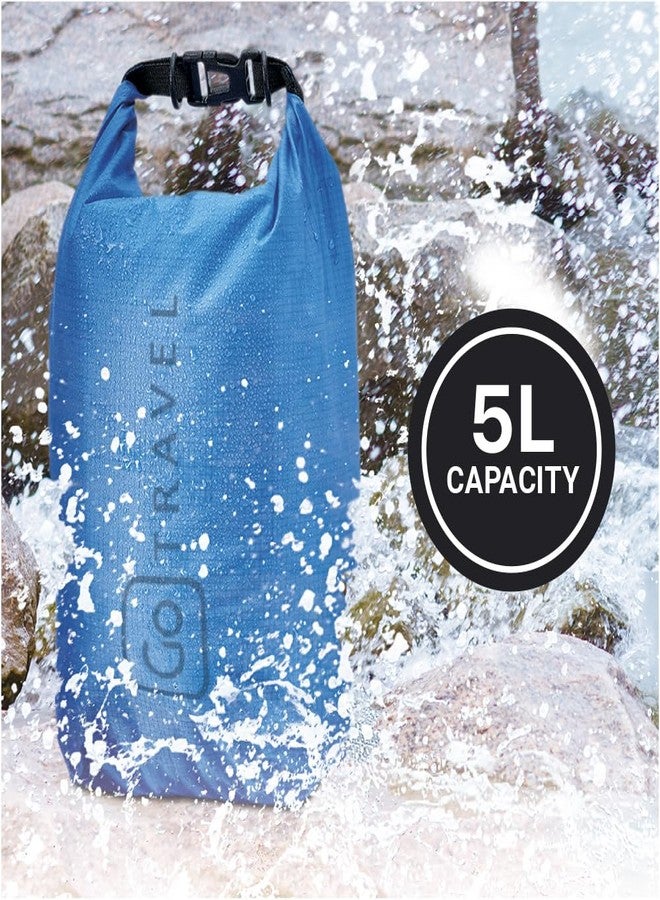 Go Travel Wet or Dry Bag, Waterproof Bag to Compartmentalize Wet Laundry and Dry Clothes, Washable, Polyester Dry or Wet Bag, Travel Essentials, Blue, 5 Liters - Image 2
