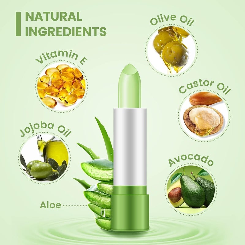 Generic New Aloe Vera Color Changing Lipstick Lip Blam Long Lasting Aloe Vera Lip Gloss Set Aloe Vera Lipstick Matte Finish Pack of 3 - Image 4